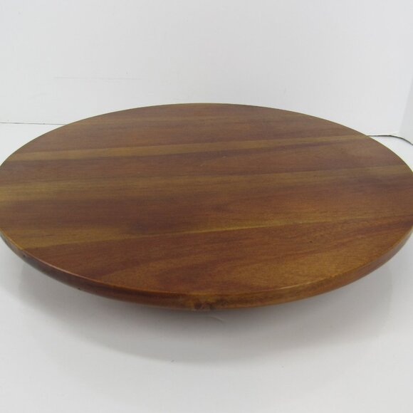 Wooden Mid Century Lazy Susan 13" Diameter Turntable Spinning Tray - Picture 7 of 7